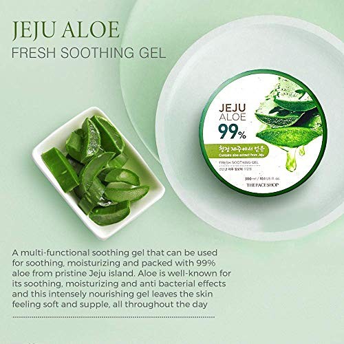 The Face Shop Jeju Aloe Soothing Gel Tube | Multi-Use Moisturizing & Soothing Gel for Face, Body & Sun Burn Care | Organic Certified, 99% Aloe Vera Ex