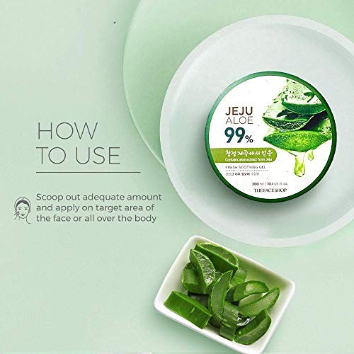 The Face Shop Jeju Aloe Soothing Gel Tube | Multi-Use Moisturizing & Soothing Gel for Face, Body & Sun Burn Care | Organic Certified, 99% Aloe Vera Ex